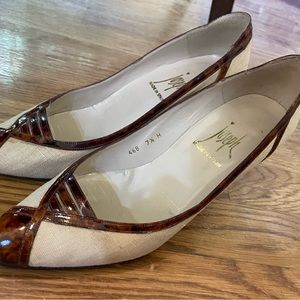 Joseph Made in Spain Linen and Tortoise Women’s Shoes Size 7